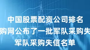 中国股票配资公司排名军队采购网公布了一批军队采购失信名单